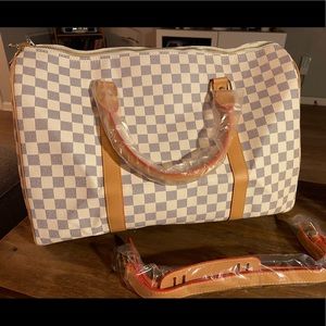 Goodnight Macaroon 'Neo' Checked Canvas Travel Bag